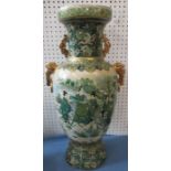 A large modern Oriental vase, decorated in green with figures, height 23.5ins