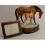A Royal Worcester limited edition model, Prince's Grace and Foal, with plinth and certificate
