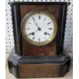 A Victorian walnut veneered mantel clock, the movement stamped Japy Freres, height 9ins