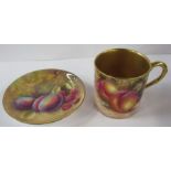 A Royal Worcester coffee can, decorated with fruit by Freeman, together with a Royal Worcester
