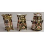 A Royal Crown Derby Imari pattern milk churn, height 2.75ins, lid af, together with two Royal