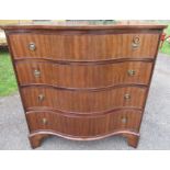 A serpentine fronted chest of drawers, width 32ins, depth 18ins, height 33ins
