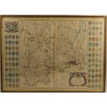 R W Seale, An Antique hand coloured map of Middlesex, with the shields of all the Free Companies