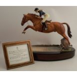 A Royal Worcester limited edition model, H.R.H The Princess Anne on Doublet, with plinth and