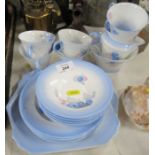 A Shelley Phlox pattern tea service, comprising six cups, saucer, plates, sandwich plate, milk jug