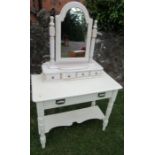 A painted table, together with dressing table mirror