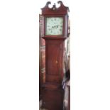 An Antique mahogany cased long case clock, with square painted dial