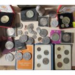 A collection of commemorative and other coins etc