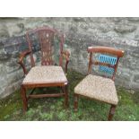 A 19th century style armchair, together with a Regency style chair