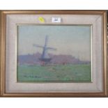 Tom Robertson, pastel, landscape, with windmill, 11ins x 13ins