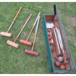 A vintage croquet set, including Jacques mallets