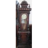 A 19th century mahogany cased regulator long case clock, with carved decoration, the base fitted