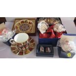 A collection of boxed Royal Crown Derby pieces, to include an Imari pattern oval dish, a shaped