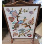 An embroidered fire screen and a collection of linen