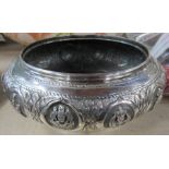 A Malaysian Malay silver rose bowl, decorated with crests representing the states of Malaysia