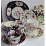 A collection of 19th century porcelain, to include Gaudy Welsh and a Staffordshire figure