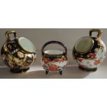 Two Royal Crown Derby Imari pattern posy vases, both the same shape but decorated in different