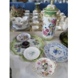 A collection of porcelain, to include a Losol ware covered cylindrical vase, Limoges, a dressing
