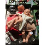 Two dolls, af, one stamped Reliable Made in Canada , the other Plastex