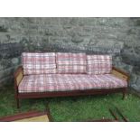 Guy Rogers 'Manhattan' teak sofa bed, together with chair frames, af