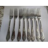 A set of eight Swedish silver forks, having the three crowns mark and  dated 1911, weight 14oz