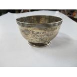 A hallmarked silver bowl, with presentation inscription for the Radnor Best Dog Puppy