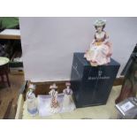 A Royal Doulton figure, Kathleen, together with three Royal Worcester figures, Lady Margaret, Lady