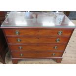 A 19th century mahogany chest of drawers, fitted with four long graduating drawers, on bracket feet,