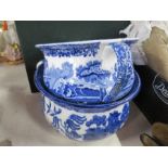 A Copeland Spode blue Italian chamber pot, together with another