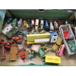 A box of unboxed Dinky model toys, including Mercedes Benz LP 1920, Cinderella coach, boxed Cooper