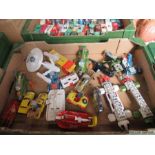 A box of Dinky toys, to include Eagle, hovercraft, maximum security vehicle, Ed Straker's car,