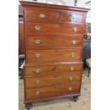 A 19th century mahogany chest on chest, fitted with two short over three long drawers to the upper