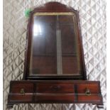 A 19th century mahogany dressing table mirror, with gilt slit to the rectangular mirror plate, the