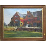 David Bromley, three oil paintings of houses, 30ins x 42ins and 22ins x 28ins