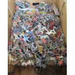 A quantity of painted lead and plastic toy figures, mainly military, to include Timpo Toys, Hilco