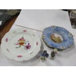 Two pairs of 19th century English porcelain plates, one pair decorated with flowers and numbered