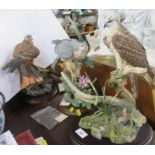 Three Country Artist resin models of birds of prey