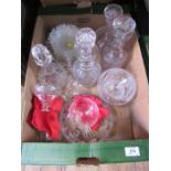 A box of glassware, to include decanters, etc.