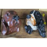 Two Crown Devon dog wall masks, Rattlin Deirdre 222, and Exquisite Model of Ware 204