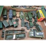 A collection of Dinky army vehicles, including Shadow 2, DST medium artillery tractor, military