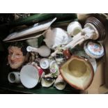 A box of assorted china, to include Doulton character jugs, etc.