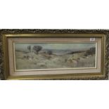 A 20th century oil on board, desert landscape, signed, 7.5ins x 23.5ins