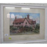 Audrey Blake, watercolour and ink, half timbered house, 10.25ins x 14.25ins