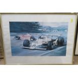 Michael Turner, three colour prints, all of motor racing