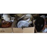 Three boxes of assorted items, to include kitchenalia