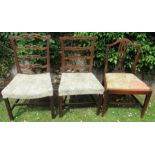 Three 19th century mahogany dining chairs