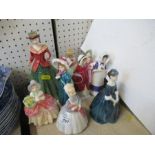 9 Royal Doulton figures, Cherie, The Rag Doll, Cissie, Carrie, Georgina, Anna, Bo-Peep, Tess and