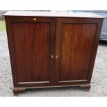 A 19th century mahogany press cupboard, with fitted shelves, width 50ins, GOV.UK declaration to sell