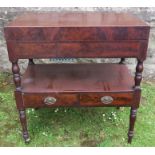 A mahogany rectangular buffet, with rising lid, fitted with two drawers below, width 32ins