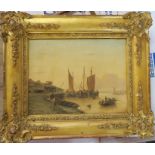 A 19th century Dutch School, oil on panel, coastal scene, 8.25ins x 11ins